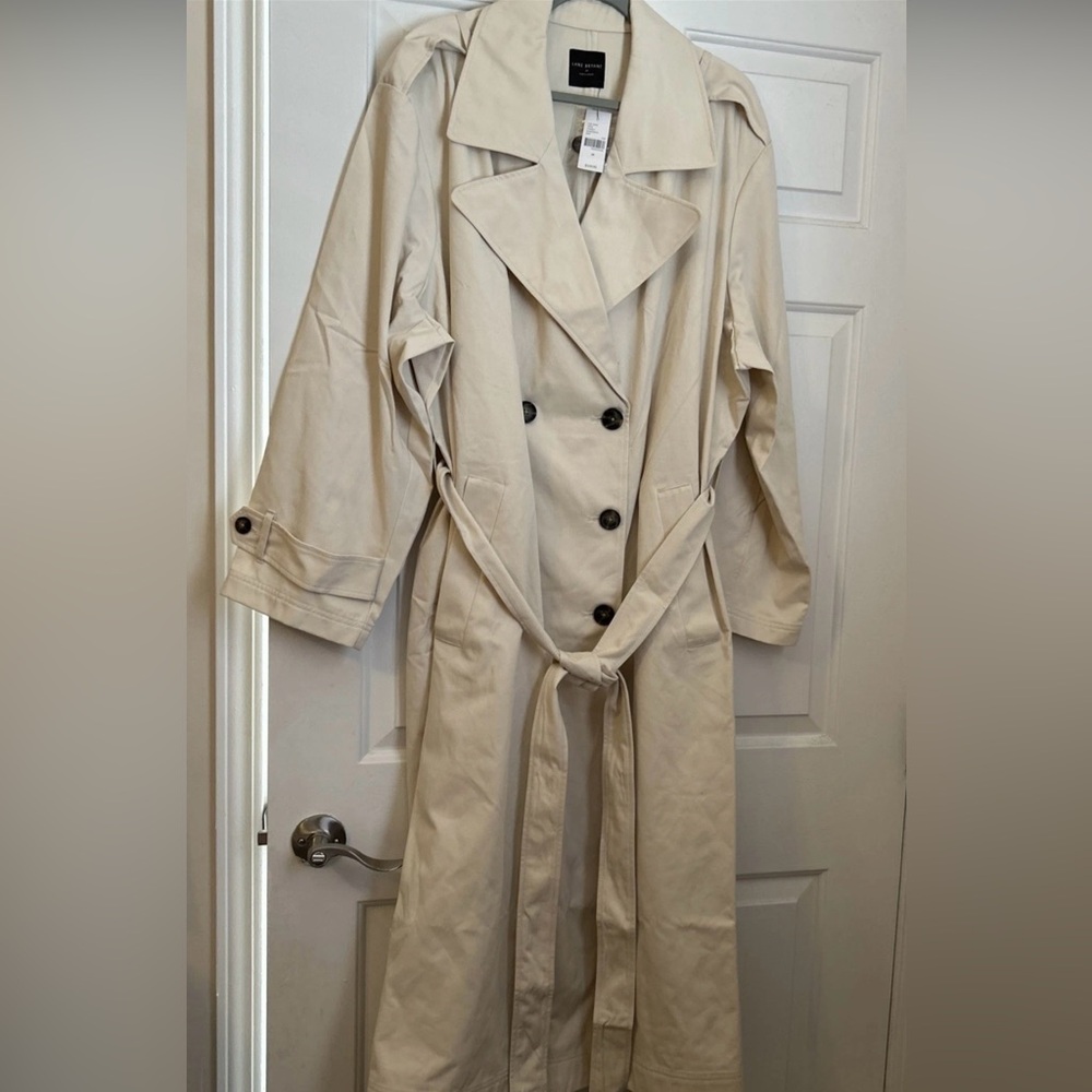 Lane Bryant Cream Trench Coat with Belted Waist and Epaulettes